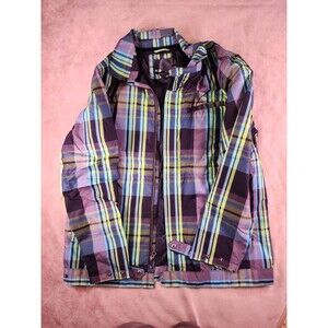 Oakley Men's Plaid Windbreaker Jacket L Black Yellow Blue Green